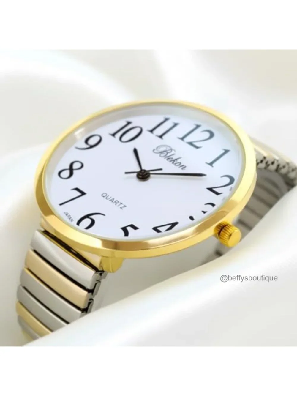 Geneva Large Face Stretch Watch Women's Quartz Metal Band Easy Read Crystal